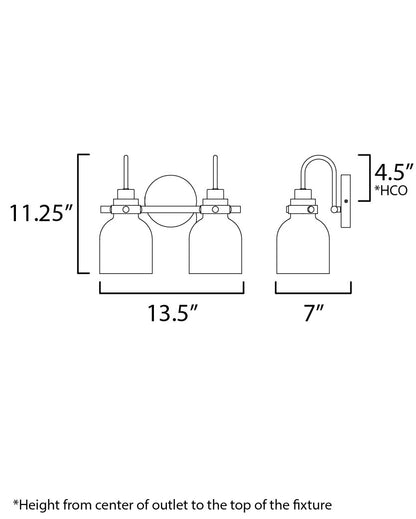 Maxim Milk 2-Light Bath Vanity in Satin Brass 12332WTBKSBR