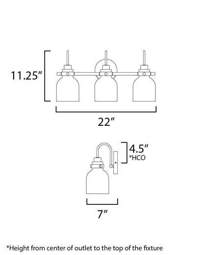 Maxim Milk 3-Light Bath Vanity in Satin Brass 12333WTBKSBR