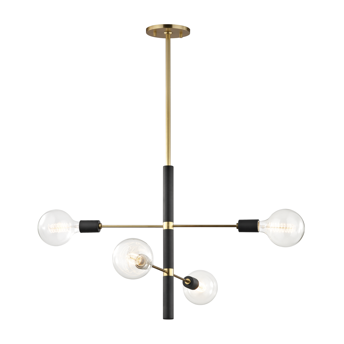 Mitzi 4 Light Chandelier in Aged Brass/Black H178804-AGB/BK