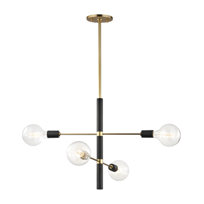 Mitzi 4 Light Chandelier in Aged Brass/Black H178804-AGB/BK