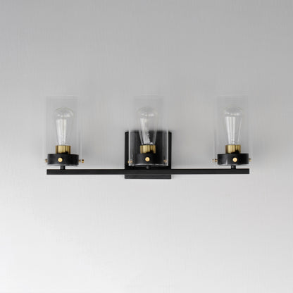 Maxim Pinn 3-Light Bath Vanity in Black / Satin Brass 12403CLBKSBR