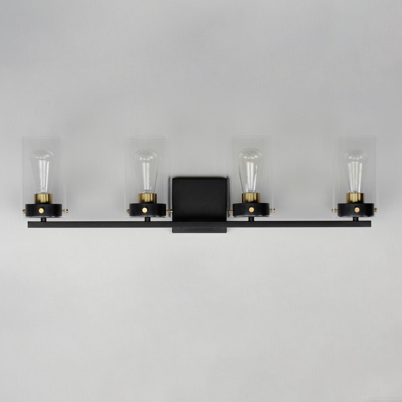 Maxim Pinn 4-Light Bath Vanity in Black / Satin Brass 12404CLBKSBR