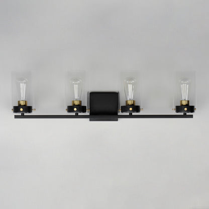 Maxim Pinn 4-Light Bath Vanity in Black / Satin Brass 12404CLBKSBR