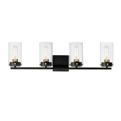 Maxim Pinn 4-Light Bath Vanity in Black / Satin Brass 12404CLBKSBR