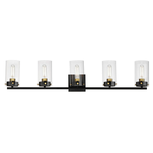 Maxim Pinn 5-Light Bath Vanity in Black / Satin Brass 12405CLBKSBR