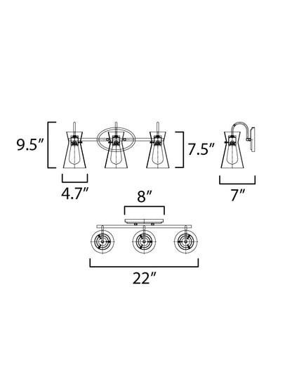 Maxim Ava 3-Light Bath Vanity in Polished Chrome 12483CLPC