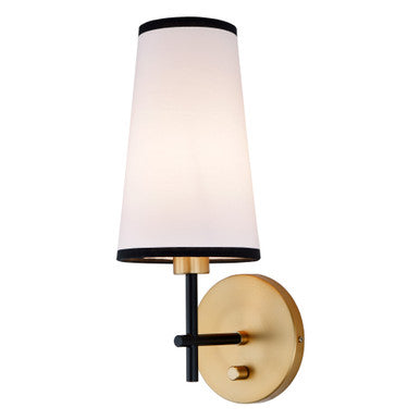 JVI Designs Bellevue One Light Wall Sconce in Satin Brass and Black 1275-10