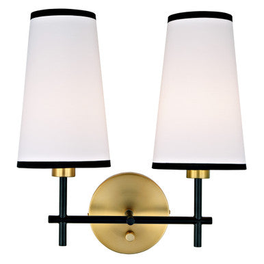 JVI Designs Bellevue Two Light Wall Sconce in Satin Brass and Black 1276-10