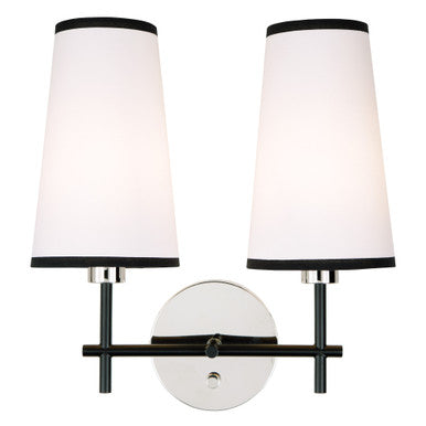 JVI Designs Bellevue Two Light Wall Sconce in Polished Nickel and Black 1276-15