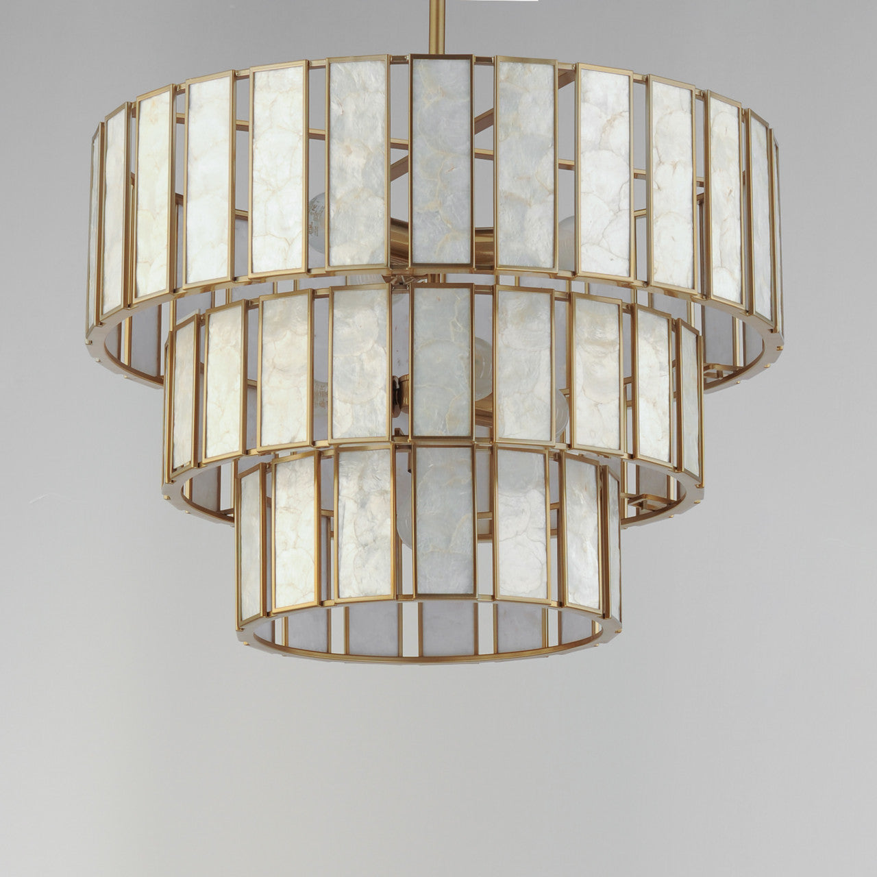 Maxim Miramar 7-Light Chandelier in Capiz / Natural Aged Brass 12808CZNAB