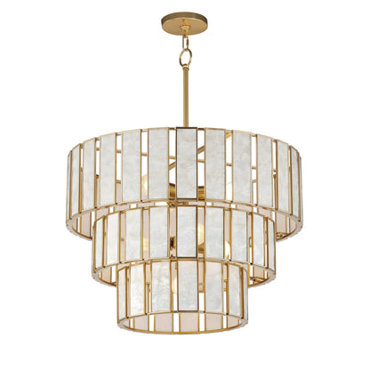 Maxim Miramar 7-Light Chandelier in Capiz / Natural Aged Brass 12808CZNAB