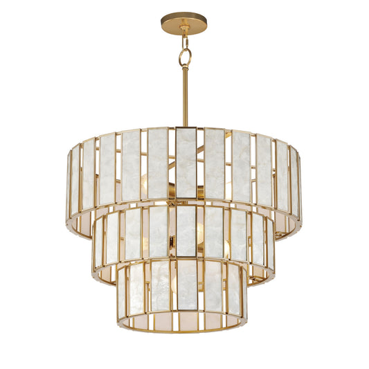 Maxim Miramar 7-Light Chandelier in Capiz / Natural Aged Brass 12808CZNAB