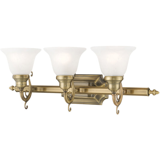 Livex Lighting French Regency Collection 3 Light Antique Brass Bath Light in Antique Brass 1283-01