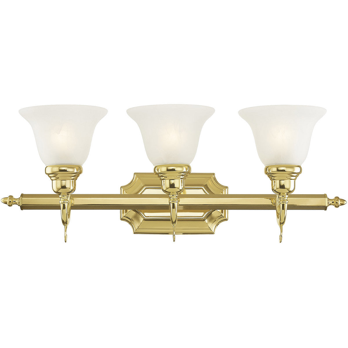 Livex Lighting French Regency Collection 3 Light Polished Brass Bath Light in Polished Brass 1283-02