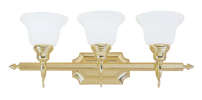 Livex Lighting French Regency Collection 3 Light Polished Brass Bath Light in Polished Brass 1283-02