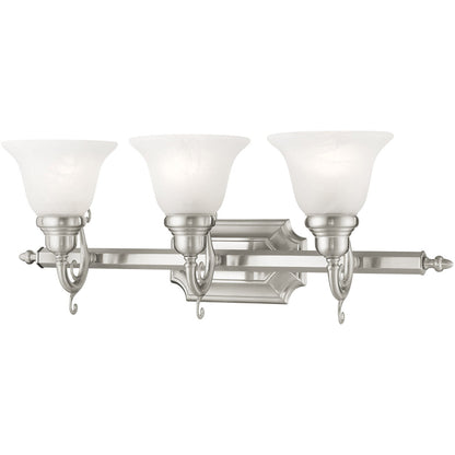 Livex Lighting French Regency Collection 3 Light Brushed Nickel Bath Light in Brushed Nickel 1283-91