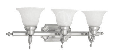 Livex Lighting French Regency Collection 3 Light Brushed Nickel Bath Light in Brushed Nickel 1283-91