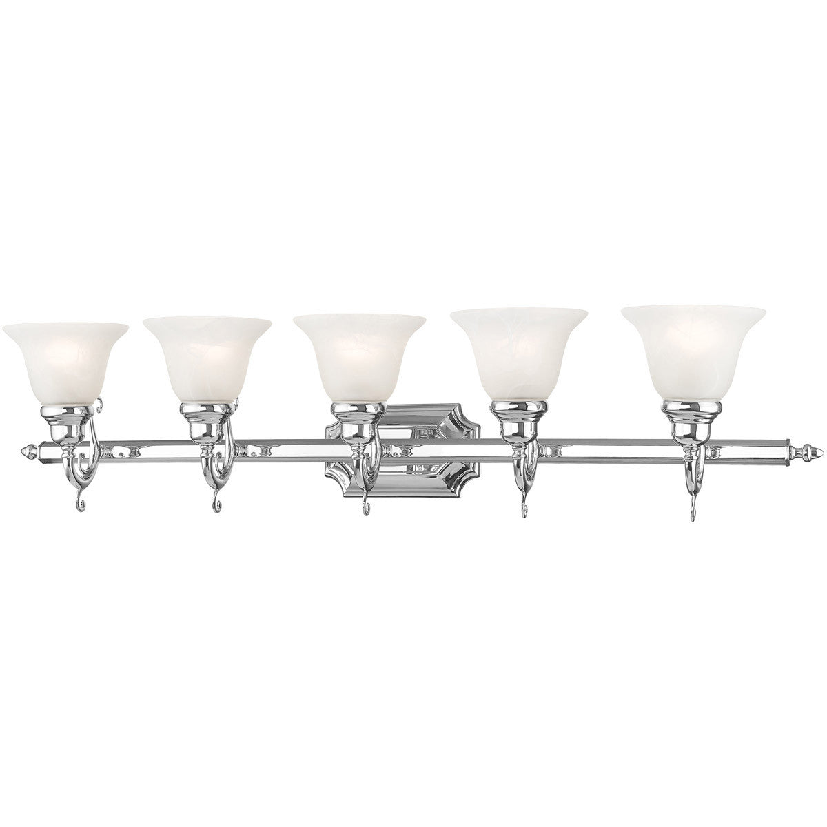 Livex Lighting French Regency Collection 5 Light Polished Chrome Bath Light in Polished Chrome 1285-05