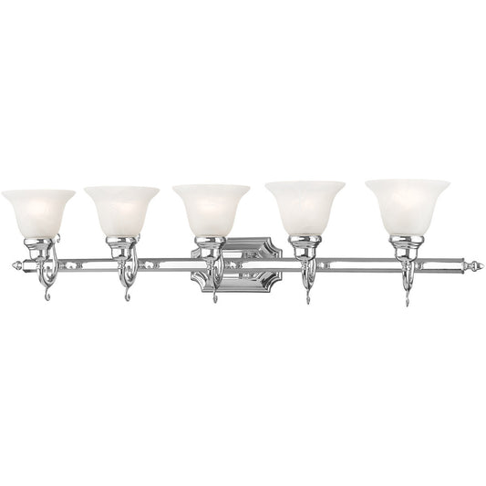 Livex Lighting French Regency Collection 5 Light Polished Chrome Bath Light in Polished Chrome 1285-05