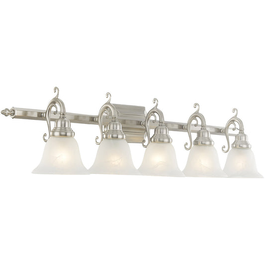 Livex Lighting French Regency Collection 5 Light Brushed Nickel Bath Light in Brushed Nickel 1285-91