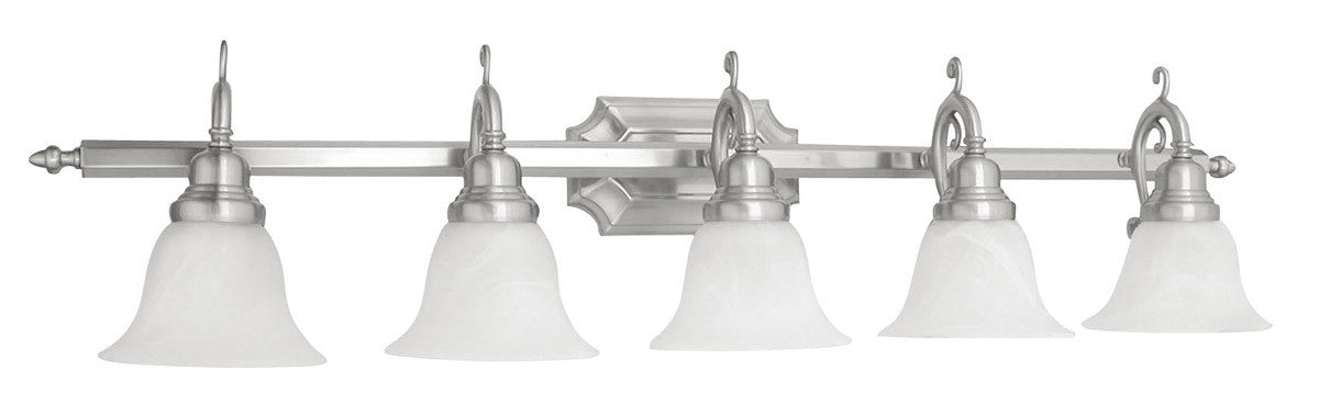 Livex Lighting French Regency Collection 5 Light Brushed Nickel Bath Light in Brushed Nickel 1285-91