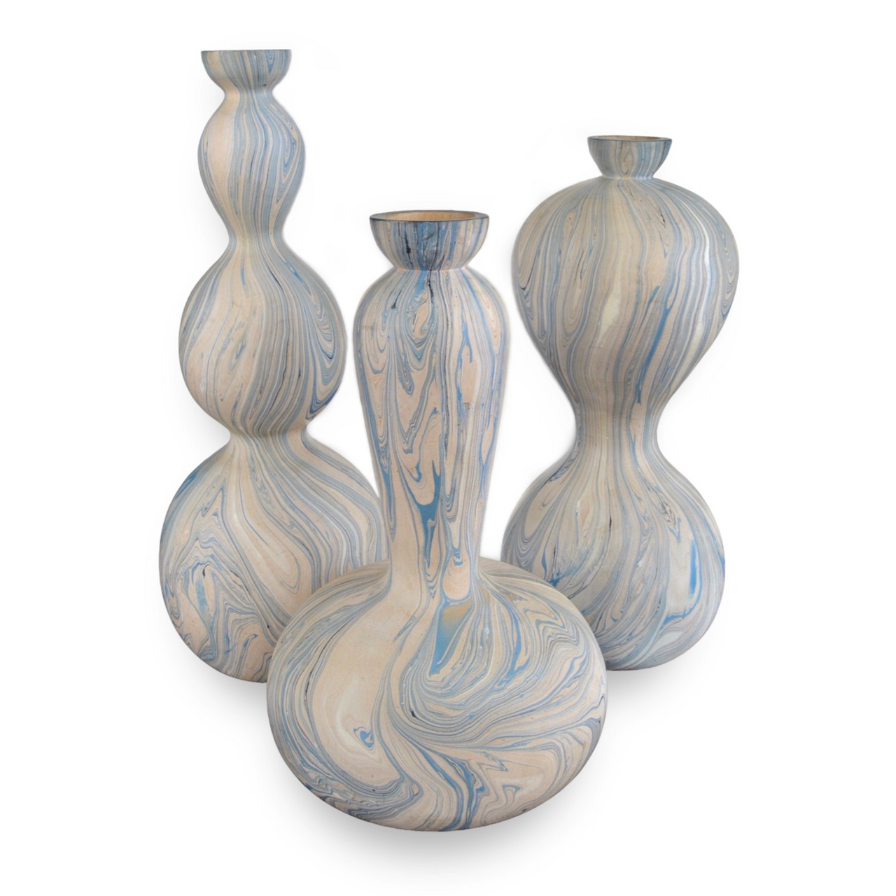 Currey & Co. Set of 3 Calm Sea Marbleized Vases 1200-0740