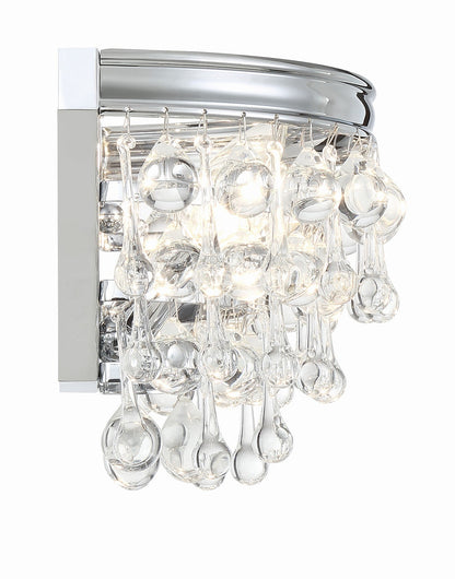 Crystorama Calypso 2 Light Crystal Teardrop Polished Chrome Wall Mount 132-CH