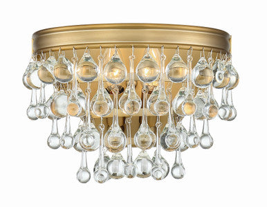 Crystorama Calypso 2 Light Crystal Teardrop Vibrant Gold Wall Mount 132-VG