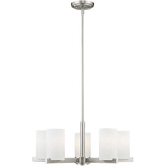 Livex Lighting Astoria Collection 5 Light Brushed Nickel Chandelier in Brushed Nickel 1325-91