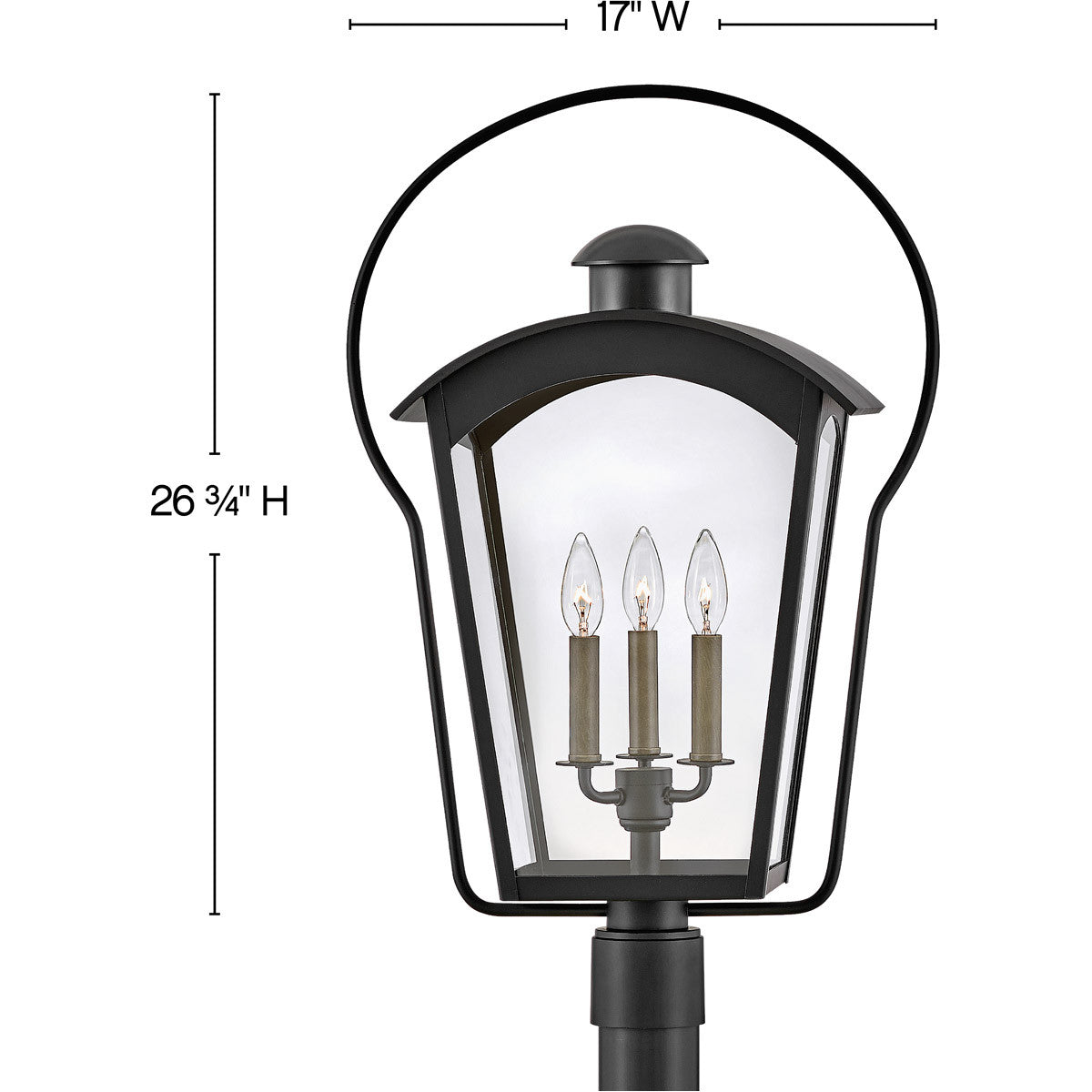 Hinkley Lighting Yale Large Post Top or Pier Mount Lantern Black 13301BK