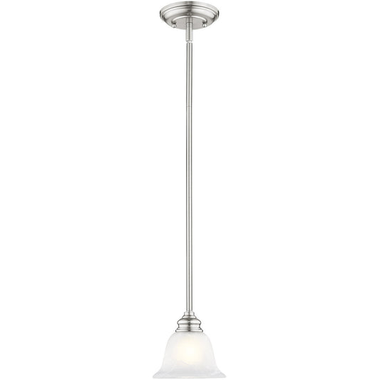 Livex Lighting Essex Collection 1 Light Brushed Nickel Mini Pendant in Brushed Nickel 1340-91