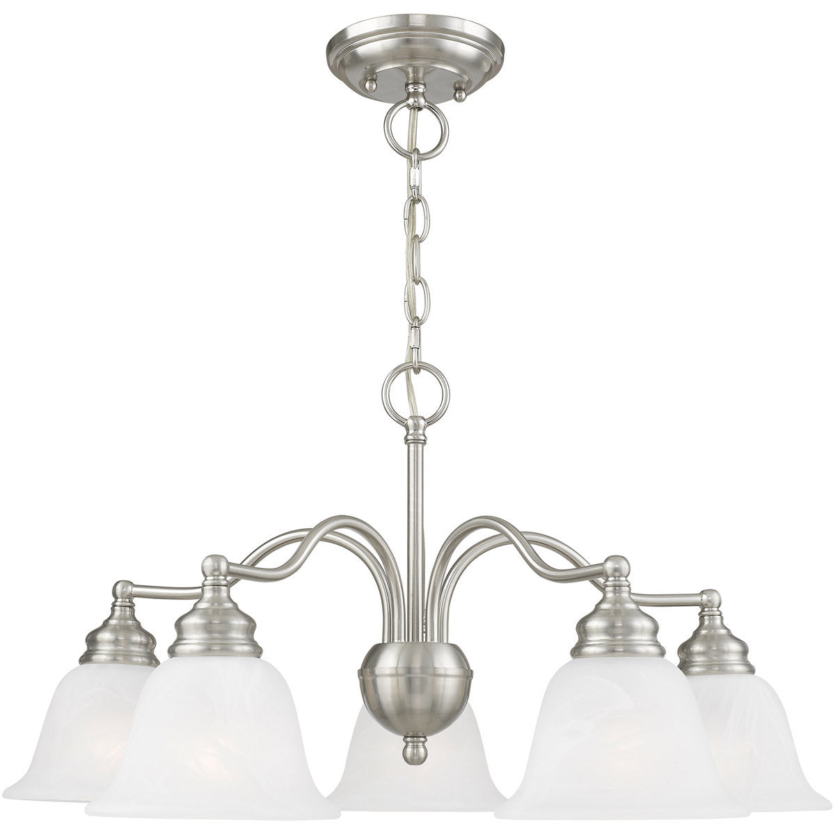 Livex Lighting Essex Collection 5 Light BN Chandelier/Ceiling Mount in Brushed Nickel 1346-91