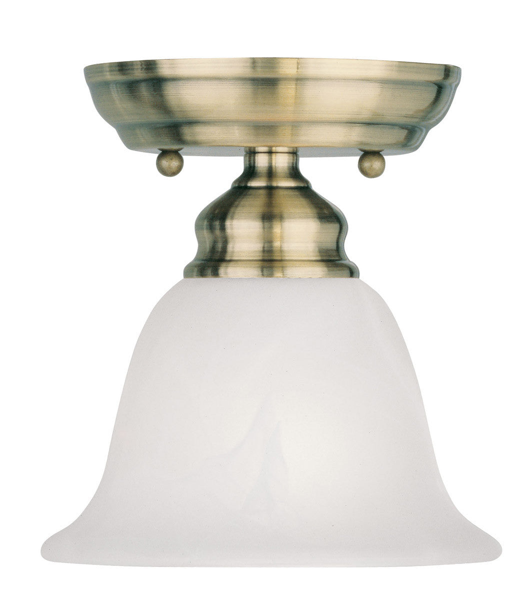 Livex Lighting Essex Collection 1 Light Antique Brass Ceiling Mount in Antique Brass 1350-01