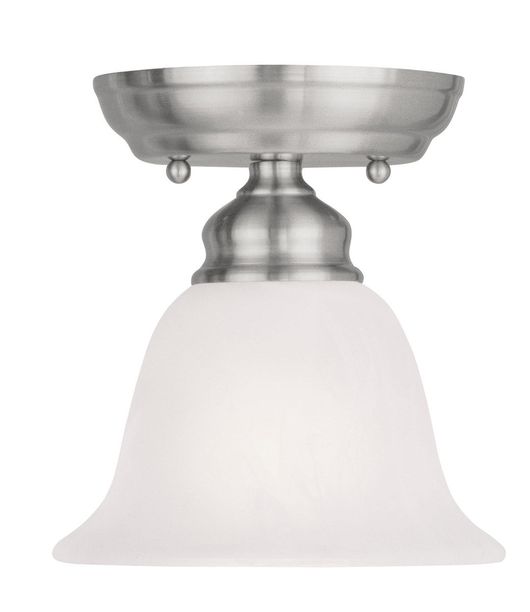 Livex Lighting Essex Collection 1 Light Brushed Nickel Ceiling Mount in Brushed Nickel 1350-91