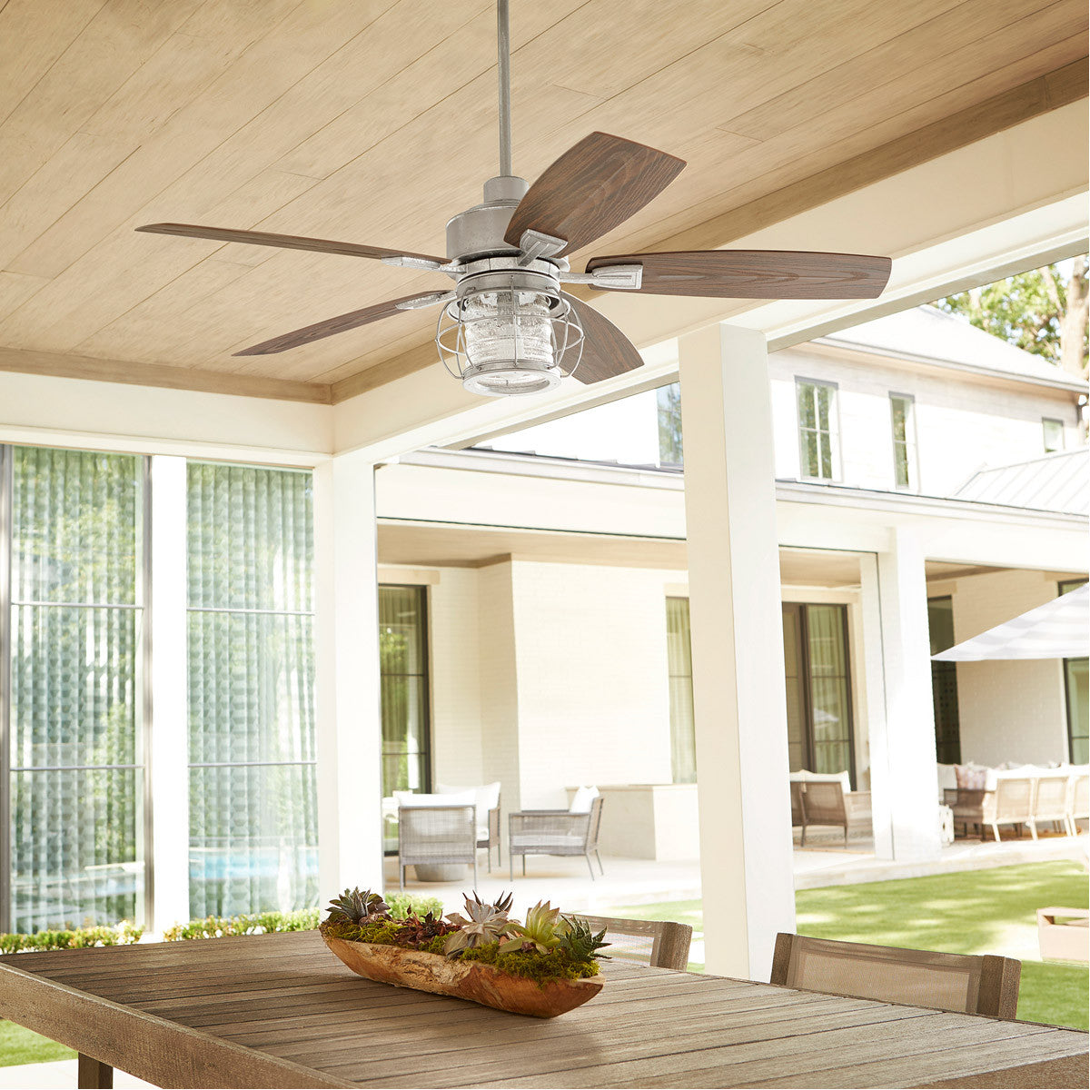 Quorum Galveston Patio Fan in Galvanized 13525-9