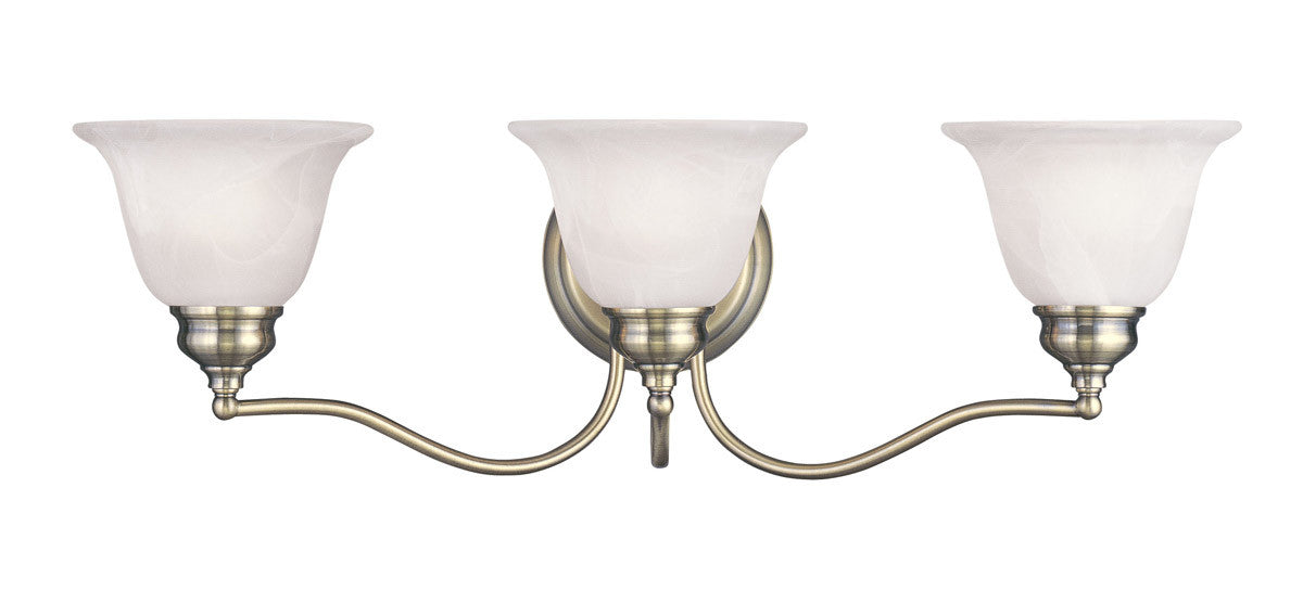 Livex Lighting Essex Collection 3 Light Antique Brass Bath Light in Antique Brass 1353-01