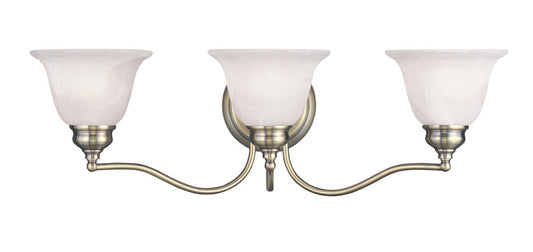 Livex Lighting Essex Collection 3 Light Antique Brass Bath Light in Antique Brass 1353-01