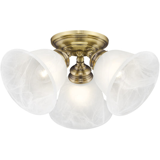 Livex Lighting Essex Collection 3 Light Antique Brass Ceiling Mount in Antique Brass 1358-01