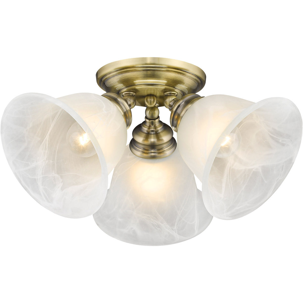 Livex Lighting Essex Collection 3 Light Antique Brass Ceiling Mount in Antique Brass 1358-01