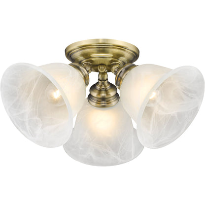 Livex Lighting Essex Collection 3 Light Antique Brass Ceiling Mount in Antique Brass 1358-01