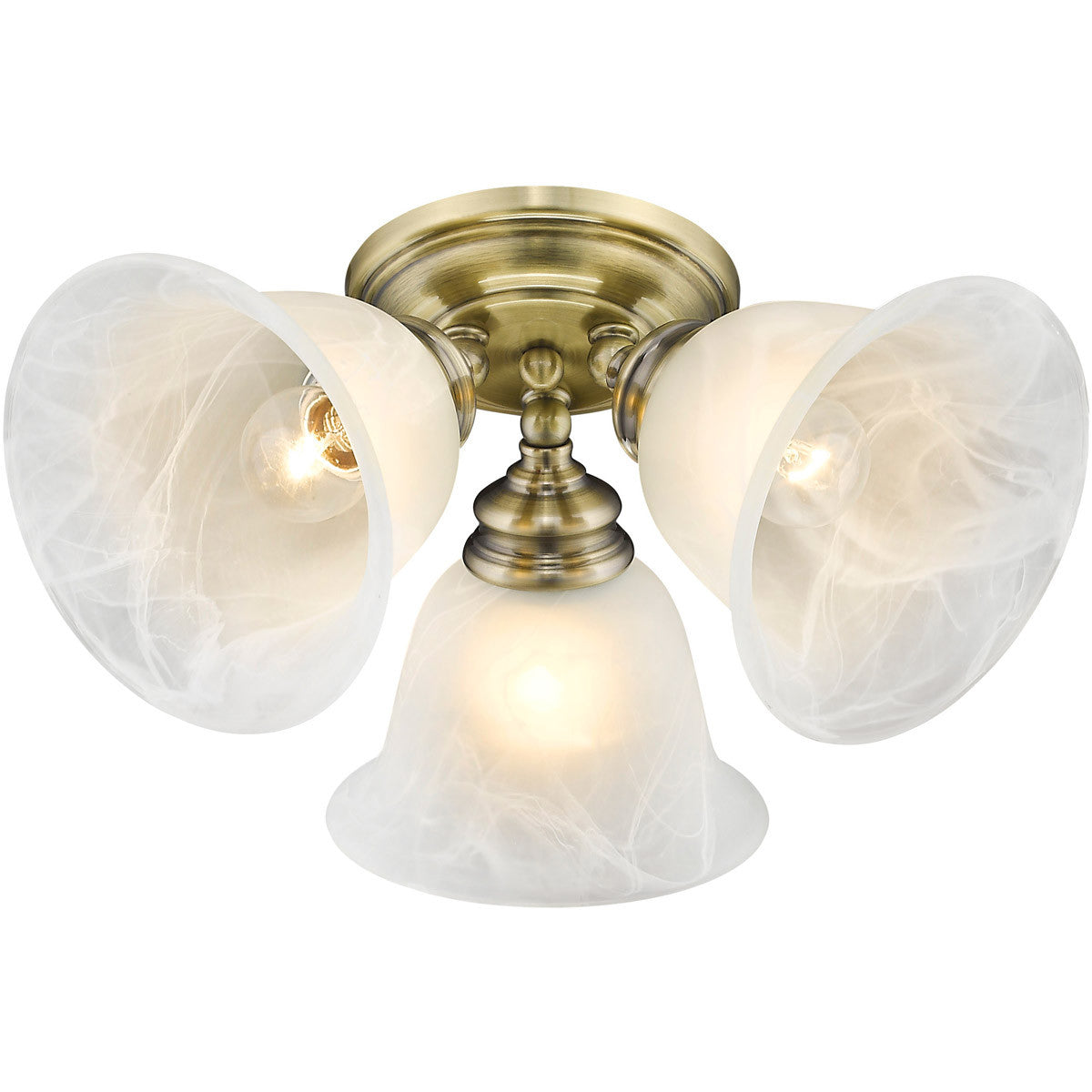 Livex Lighting Essex Collection 3 Light Antique Brass Ceiling Mount in Antique Brass 1358-01