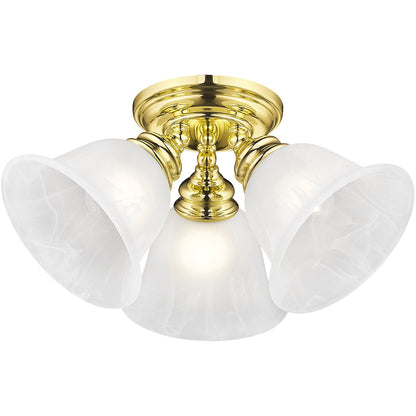 Livex Lighting Essex Collection 3 Light Polished Brass Ceiling Mount in Polished Brass 1358-02