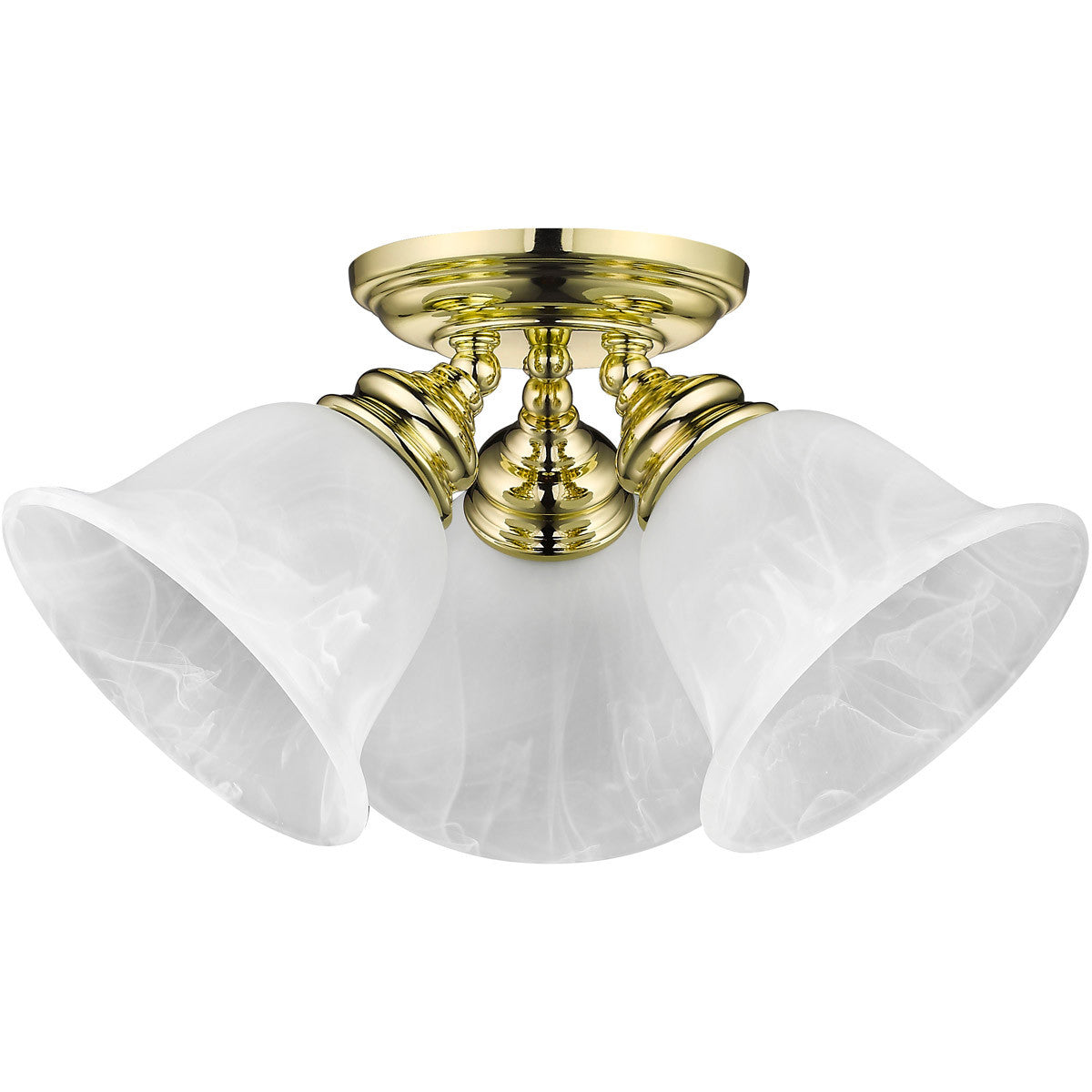 Livex Lighting Essex Collection 3 Light Polished Brass Ceiling Mount in Polished Brass 1358-02