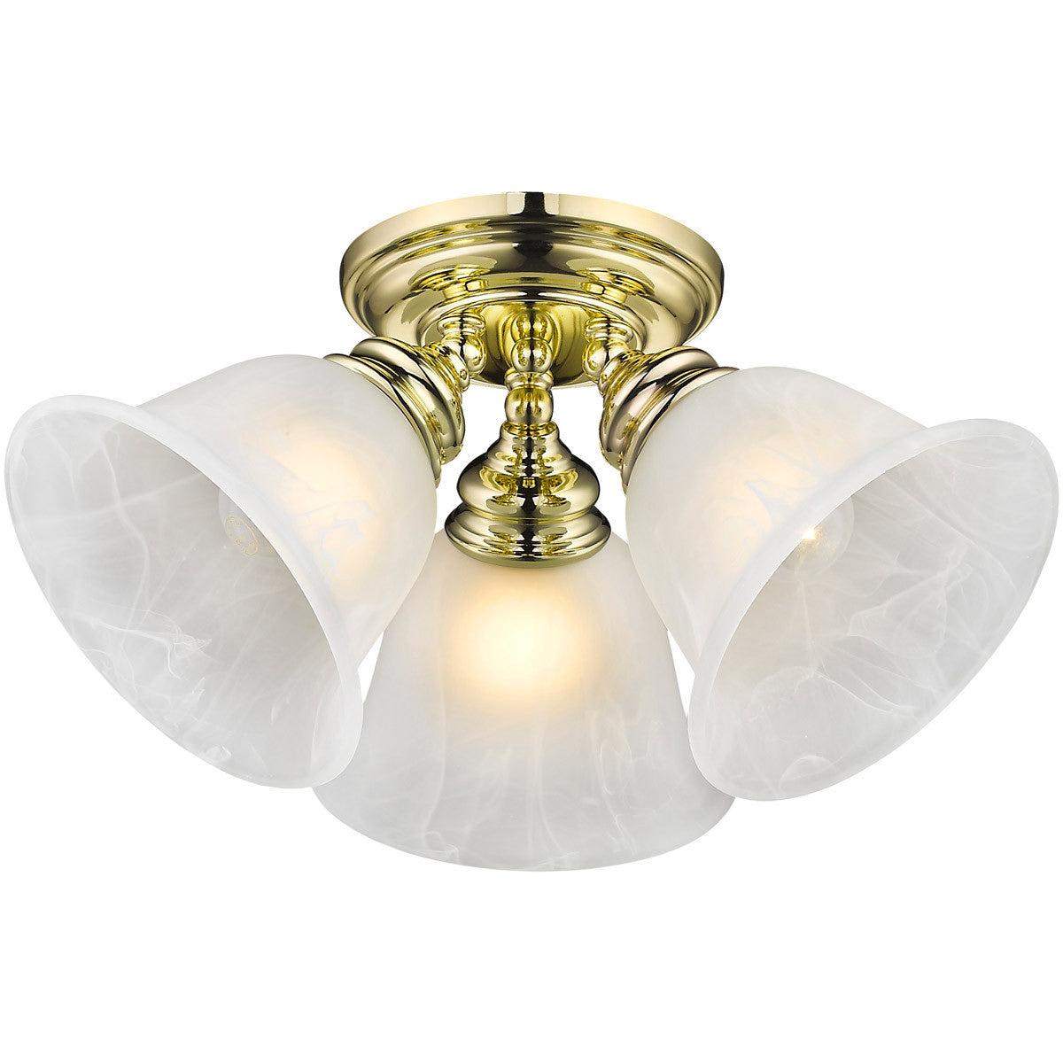 Livex Lighting Essex Collection 3 Light Polished Brass Ceiling Mount in Polished Brass 1358-02