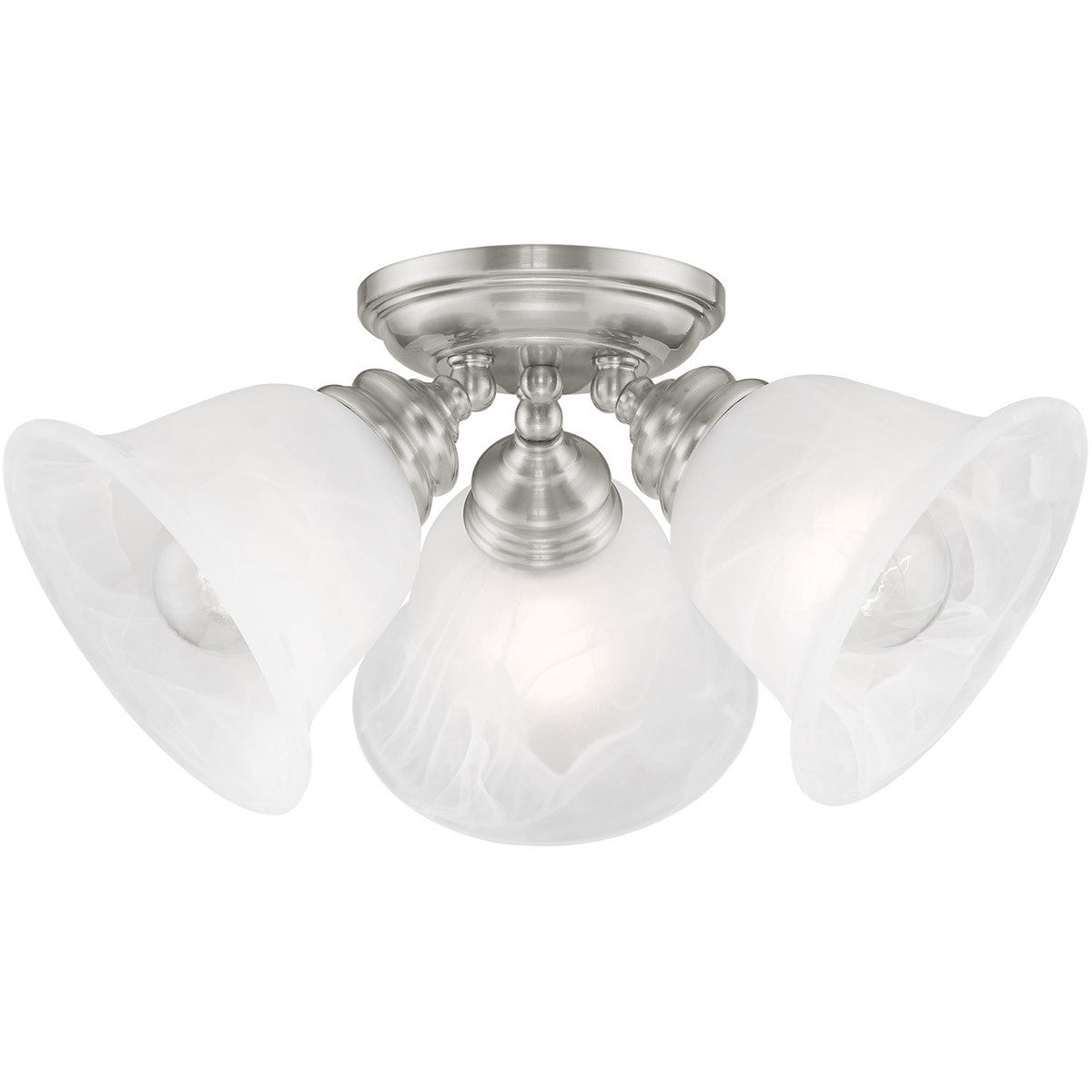 Livex Lighting Essex Collection 3 Light Brushed Nickel Ceiling Mount in Brushed Nickel 1358-91