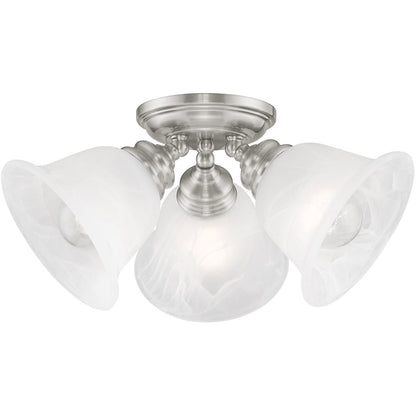 Livex Lighting Essex Collection 3 Light Brushed Nickel Ceiling Mount in Brushed Nickel 1358-91