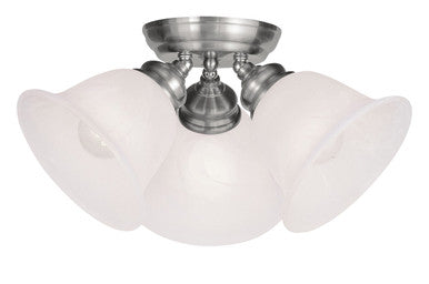 Livex Lighting Essex Collection 3 Light Brushed Nickel Ceiling Mount in Brushed Nickel 1358-91