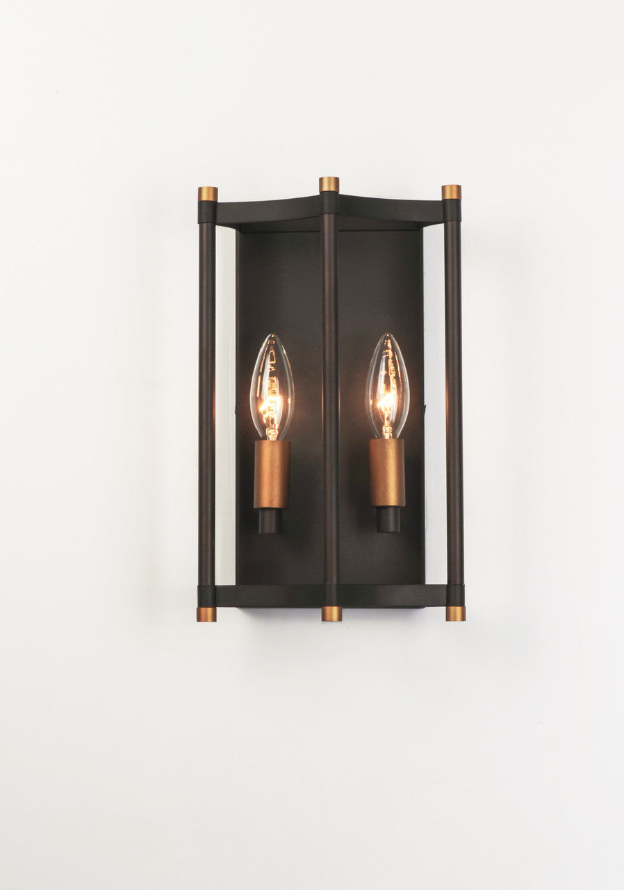 Maxim Wellington 2-Light Wall Sconce in Oil Rubbed Bronze / Antique Brass 13599OIAB