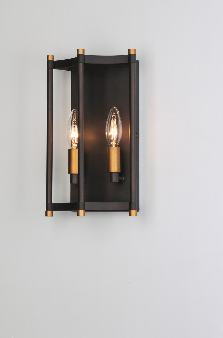 Maxim Wellington 2-Light Wall Sconce in Oil Rubbed Bronze / Antique Brass 13599OIAB