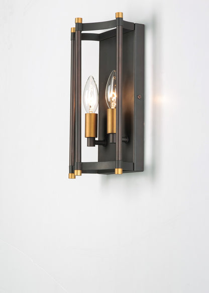 Maxim Wellington 2-Light Wall Sconce in Oil Rubbed Bronze / Antique Brass 13599OIAB